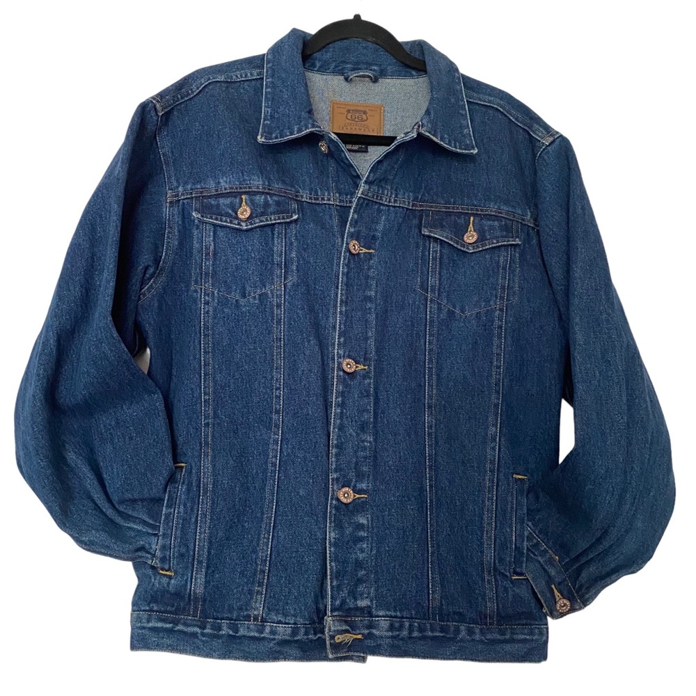 VINTAGE Route 66 Jean Jacket Mens Size 18 Blue Denim Jeanswear Blue